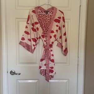 Victoria's Secret Red and White Lip Print Robe